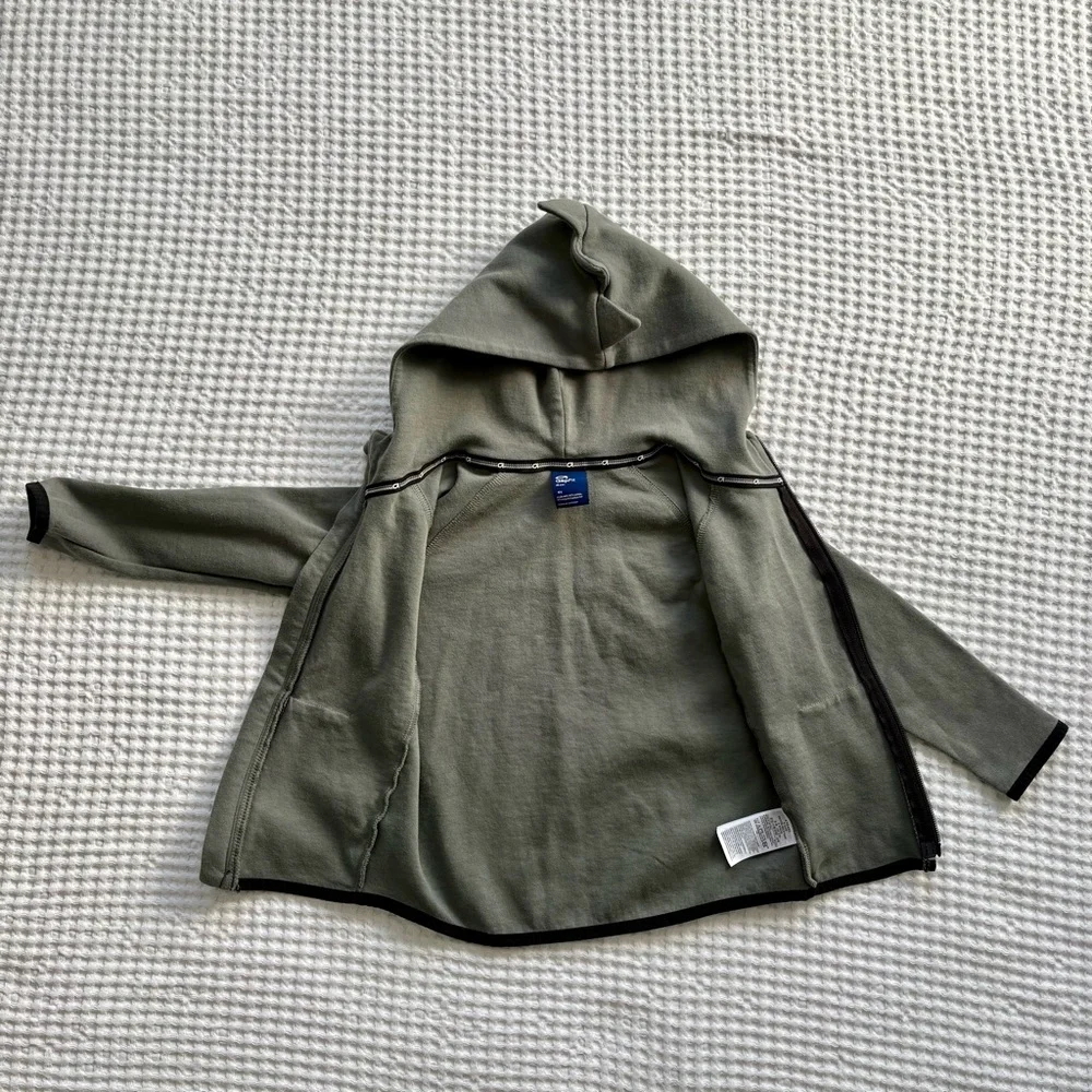 GapFit Dino Spike Hood Zip Hoodie Gray Green Tech Jacket Sweatshirt: Size 4